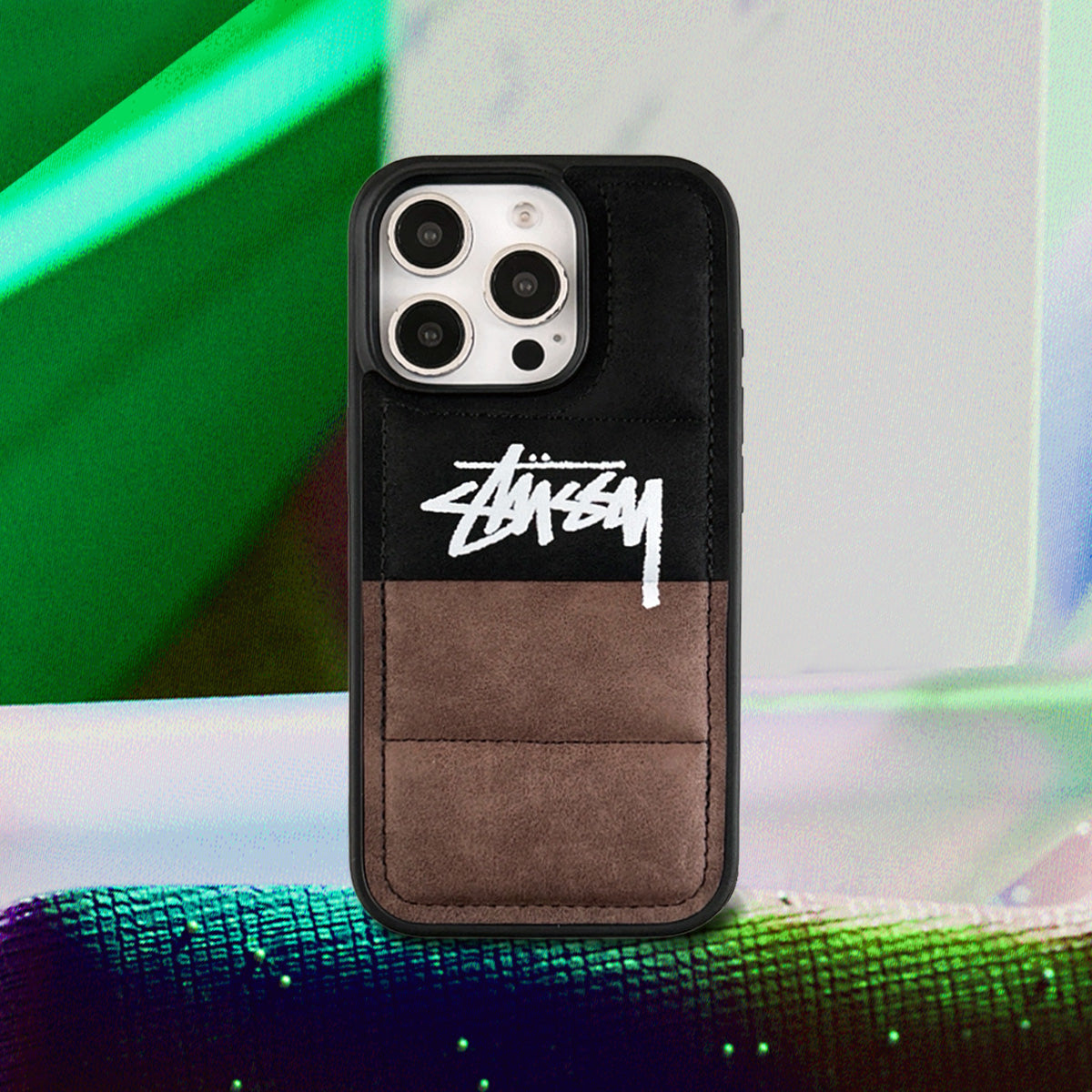 ST Suede Black x Brown Puffer Case