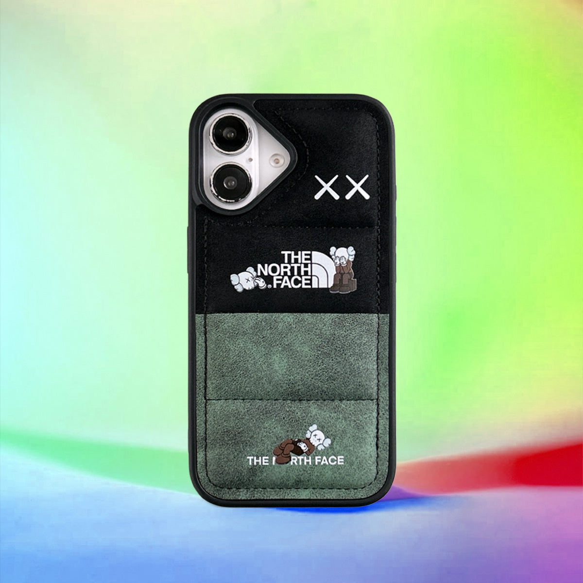 Faux Suede Green x Black Puffer Case