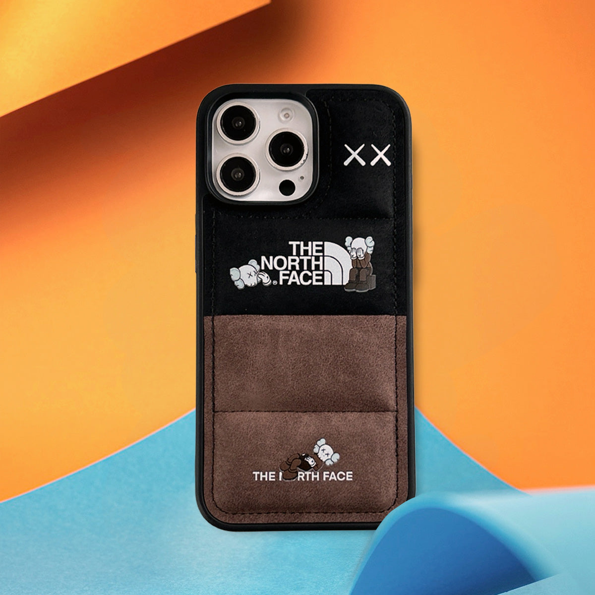 Faux Suede Black x Brown Puffer Case