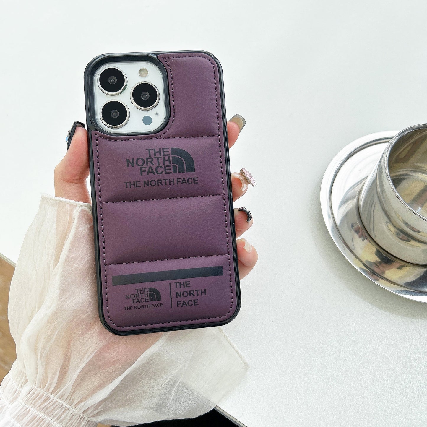 Purple North Face iPhone Case