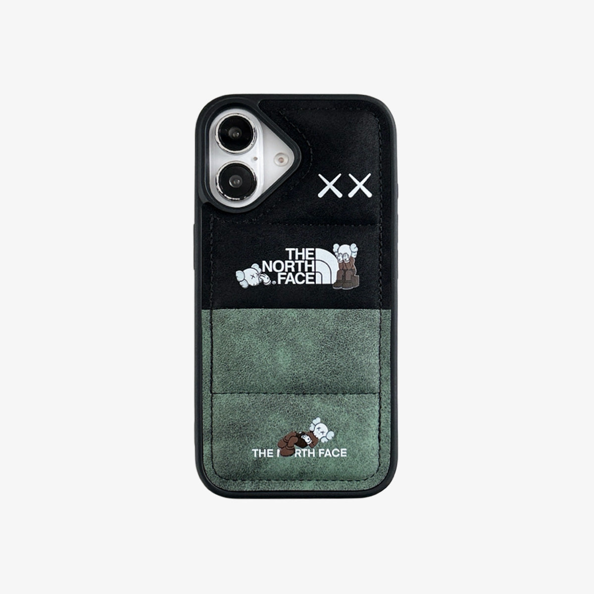 Faux Suede Green x Black Puffer Case