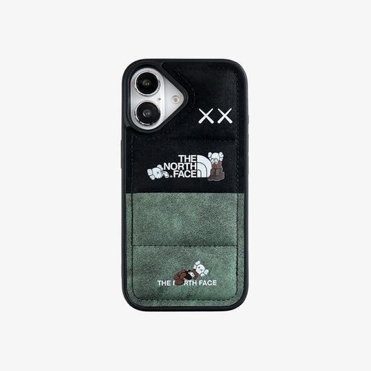 Faux Suede Green x Black Puffer Case